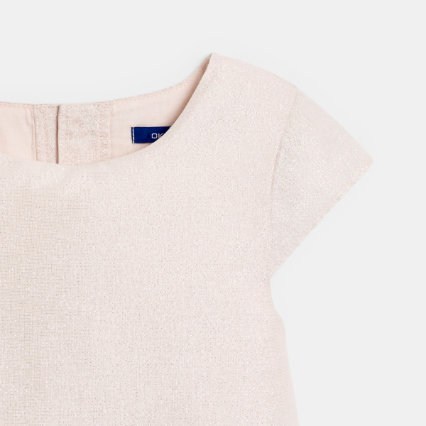 فستان أنيق من القطن والكتان اللامع باللون الوردي الفاتح للفتيات